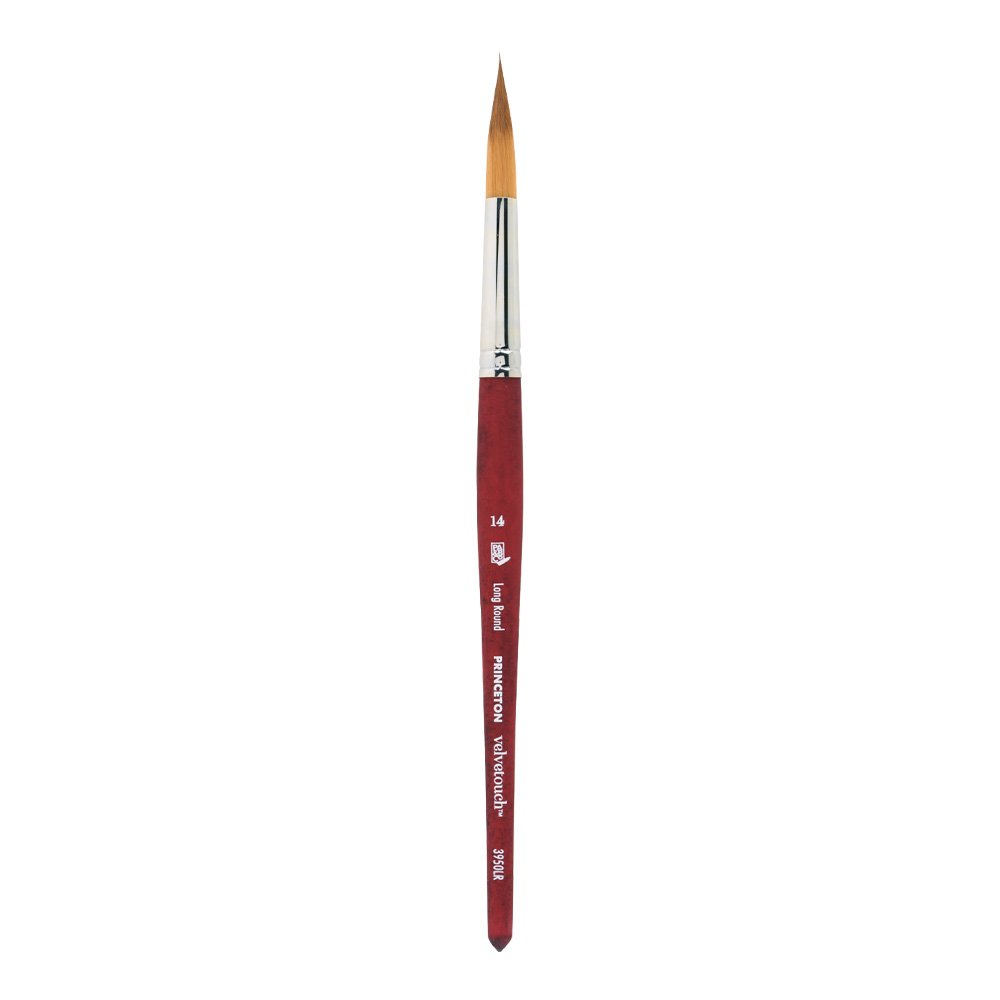 Princeton Velvetouch Artiste, Mixed-Media Brush for Acrylic, Watercolor & Oil, Series 3950 Long Round Luxury Synthetic, Size 14 โ image 1