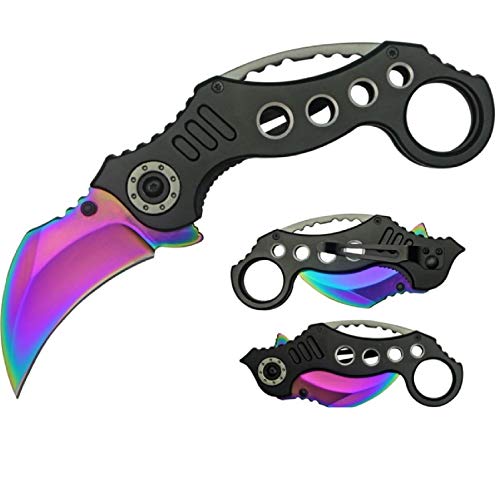 Impulse Product Karambit 3 in Rainbow Blade Black Handle