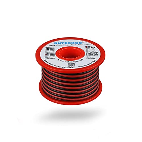 Bntechgo 24 Gauge Silicone Wire Spool Red And Black Each 25Ft 2 Separate Wires Flexible 24 Awg Stranded Tinned Copper Wire #TOP1