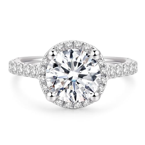 2 Carat Moissanite Engagement Ring 2ct Round Cut Moissanite Rings Round Cut Halo Engagement Ring for Women
