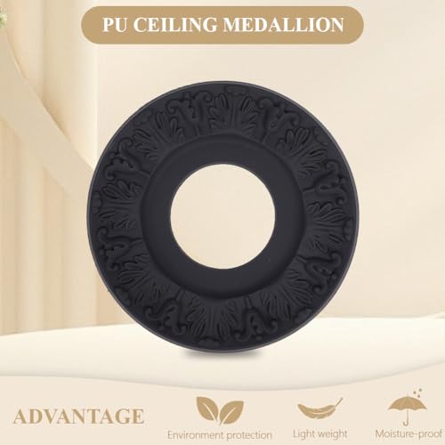 CREATCABIN 2 Stück Deckenmedaillon Deckenventilator Medaillon Dekorativer Schwarzer Runder Ring Kunstleder Heimbeleuchtung Deckenmedaillon Für Leuchten Kronleuchter Basiszubehör 10cm odx25cm id