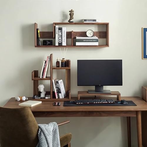 Image of 3 Years Warranty Wooden Wall Shelf for Living Room | Wall Mounted Storage Rack with Multi Section Design | Sheesham Wood Floating Display Shelf for Books Decor | Space Saving Organizer | Honey Brown