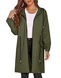ELESOL Rain Jacket Women Long Rain Coat Lightweight Waterproof Windbreaker S-XXL