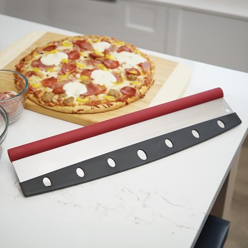 Old Stone Pizza Cutter Rocker Blade with Comfort Grip Handle, 18-Inch