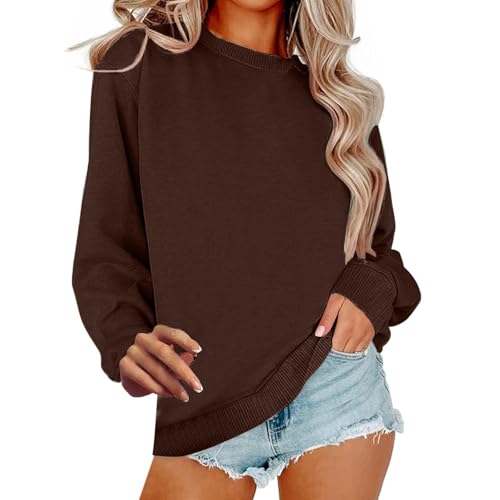Image of Women Crew Neck Sweatshirts Fall Casual Oversized Sweat Shirts Long Sleeve Cute Preppy Sweatshirt Comfort Pullover