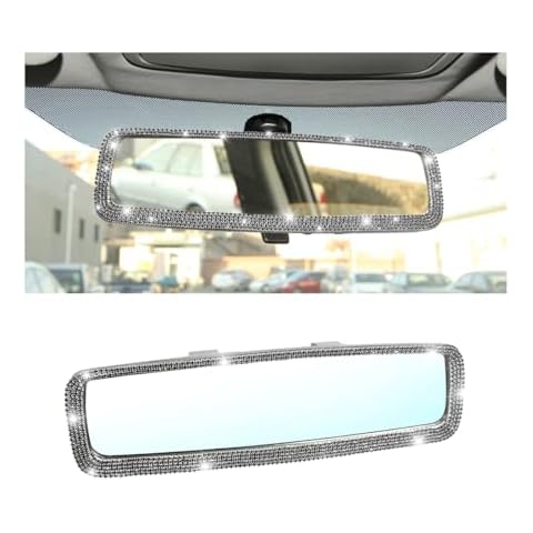 Osilly Bling Car Rearview Mirror, Decorations Rear View Mirror with Crystal Rhinestones & Diamonds, Car Interior Trim Accessories, Clip-on & HD Glass, Sparkly Gift for Mother Women Girls (Black) Cover