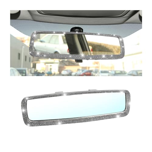 Image of Osilly Bling Car Rearview Mirror, Decorations Rear View Mirror with Crystal Rhinestones & Diamonds, Car Interior Trim Accessories, Clip-on & HD Glass, Sparkly Gift for Mother Women Girls (Black)
