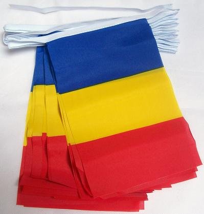 AZ FLAG - Romania Bunting Flag - 13 Ft Garland with 20 Small Romanian Flags 6'' x 4'' - 100% Polyester String Pennant - 4 meters