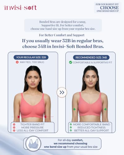 Image of Women's Cotton Padded Full Coverage Bonded Bra | Seamless T-Shirt Bra | Wire-Free | Breathable Cotton Fabric | Elastic-Free Bottom Band & Armholes | No Marks, No Digging | Pack of 1