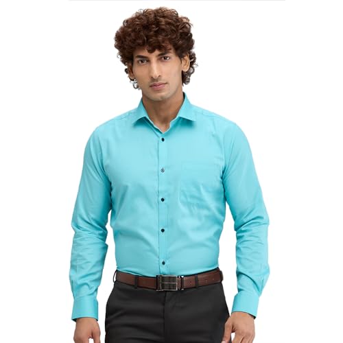Image of Park Avenue Men Pure Cotton Slim Fit Structure Pattern Semi Cutaway Collar Formal Shirt