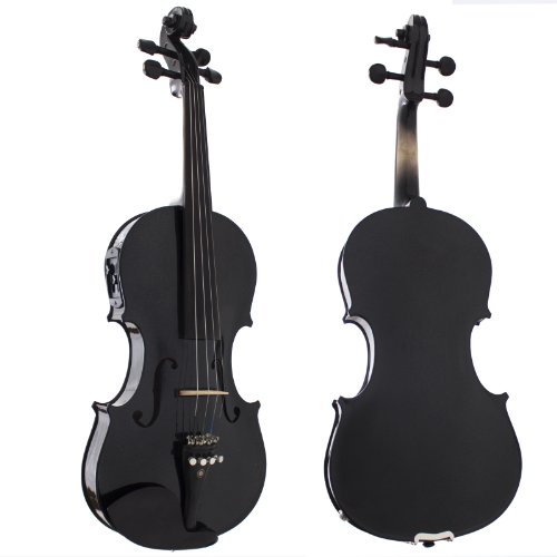 Image of Cecilio 4 /4 CVNAE-Black+SR Ebony Fitted Acoustic /Electric Violin in Metallic Black