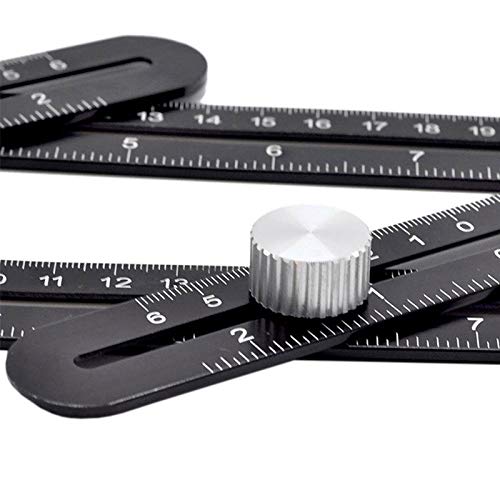 Règle de mesure multiangle, 6 Outil de mesure pliable en alliage d'aluminium, recherche d'angle universelle avec repère de forage pour les charpentiers artisanaux DIY noir