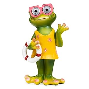 Blazin’ Bison Frog Yard Decorations | Outdoor Decor – Garden Statues and Figurines | Solar Lawn Ornaments for Patio, Balcony and Deck | Weather Resistant – LED | Gifts for Patio | Auto On/Off (Girl)