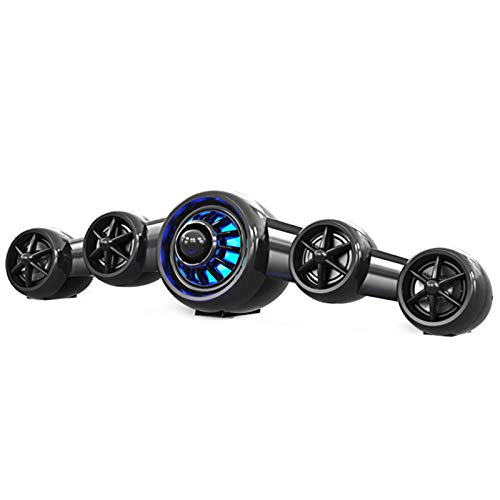Barra de sonido 2.1 con subwoofer, Bluetooth 5.1, graves ajustables, altavoz de sonido envolvente para TV, montaje en pared, conectividad HDMI/óptico/auxiliar/USB