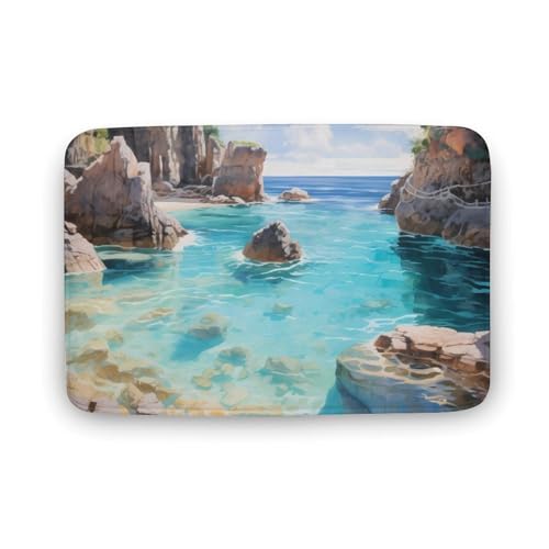 Horseshoe Bay Cove Bermuda Coral Velvet Rugs Non-Slip Bathroom Rugs Soft Kitchen Rug Floor Carpet for Home Decor 15.7