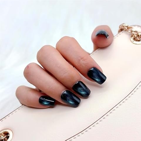 Press on Nails, Handmade Long Square Fake Nails, Easy to Replace False Nails for Wedding, Party, Birthday. Stick on Nails with Storage Box 10 Pcs (Starry Night, S) Cover