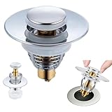 Sink Plug Replacement, Universal Bathroom Sink Plug, for 33-40 MM/28-33 MM, Pop Up Sink Hole Plug Cover with Strainer, Bath Basin Plug Filter with Basket Hair Catcher, for Kitchen and Bathroom (L)
