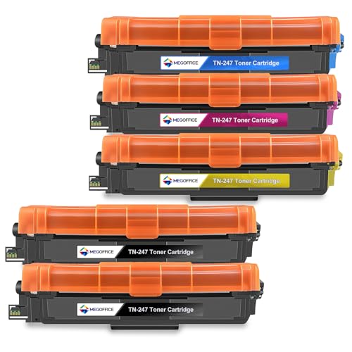 MEGOFFICE TN247 Toner Compatible para Brother TN247 TN243 Cartucho Toner para Brother DCP L3550CDW L3510CDW HL L3210CW L3230CDN L3230CDW L3270CDW MFC L3710CW L3730CDN L3750CDW L3770CDW(5 Pack)