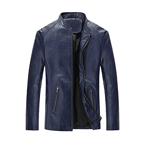 Veste en cuir slim homme bleu pour un look tendance au printemps