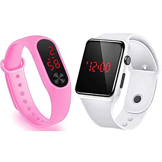 Zaha New Generation Digital Red LED Watch for Boys, Girls & Kids Pack of 2. (White & Pinke) (B0B9SQN4JV) Amazon Price History, Amazon Price Tracker