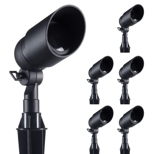 Donhomer Landscape Lighting -12V Low Voltage Landscape Lights Cast-Aluminum Waterproof Led Spotlight Outdoor Lights For Yard Garden Lights With 5W Mr16 Warm White Bulbs&Spikes (6 Pack) #TOP2