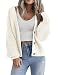 Hotouch Strickjacke Damen Kurz V-Ausschnitt Knopfleiste Strick Cardigan Langarm Gestrickte Jacke Elegant Casual Strickmantel Weiß M