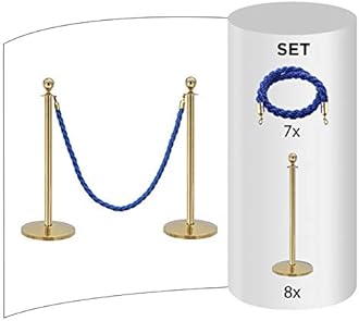 Flexibarrier Rope & Post Barrier Kit (8x Brass Barriers + 7x Blue Ropes)
