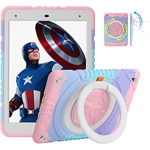 XZC iPad 9th/ 8th/ 7th Generation Case (iPad 10.2 Case 2021/2020/2019) Heavy Duty Shockproof Rugged Cover with Rotating Stand/Pencil Holder/Carrying Shoulder Strap (Pink) Cover