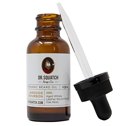 Dr. Squatch Beard Oil Lakeside Bourbon  Beard Conditioning Oil with Sandalwood, Myrrh, Grapefruit Scent  Manly Conditioner for Beards and Mustaches