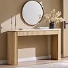 Mesa consola acanalada OKD de 63 pulgadas, mesa de entrada estrecha, roble natural | Base de madera acanalada moderna, tapa curva con textura de mármol, para entrada, pasillo, recibidor, detrás del sofá 2