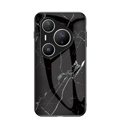 Jiajihua Cover Compatible with Huawei Pura 80 Pro/Pura 80 Pro Plus 【PC Panel+Tempering Glass+TPU Silicone】 3 in 1 Shockproof Phone Case Black