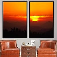 2 Piece Framed Canvas Wall Art Sunset in The Mountains Canvas Prints Home Artwork Decoration for Living Room,Bedroom - 16