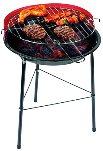 Barbacoa de pie abierta rojo/negro Ø33 cm