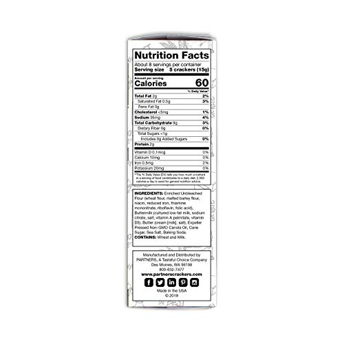 Partners Snack Crackers, Traditional Butter, 4 Ounce (Pack Of 6), Made With Real Ingredients, Non-Gmo, Kosher #TOP4