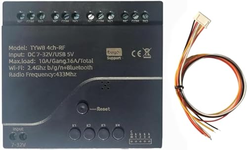 WiFi Smart Relay Switch Module,4 Channel 5V 12V 32V Dry Contact Passive Output Wireless Relay Controller with External Switch Pin,Compatible with Alexa Google Home