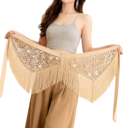 Foulard à paillettes avec franges longues et dynamiques pour tenues de scène vibrantes
