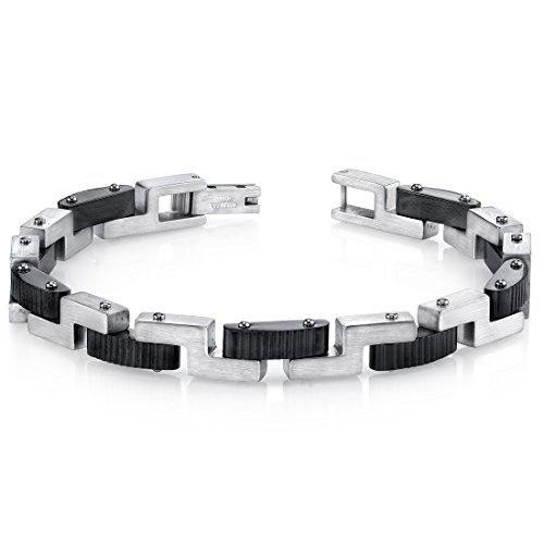 Peora Stylish Surgical Grade Stainless Steel Two-Tone Z Link Bracelet For Men #TOP21