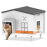 Dahivs Indestructible Large Heated Cat House for Outside, Heated Outdoor Cat House 100% Weatherproof with Escape Door, Insulated Outdoor Cat Shelter for Multiple Cats Feral Stray Kitty. 21.7"x17"x20"