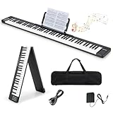 【Folding 88 Keys Digital Piano】 This electric piano can be folded in half and only weighs 3kg. A carrying bag is included for you to take it anywhere. Besides, designed with 88 sensitive full-size keys, the digital piano can give you a piano-like fin...