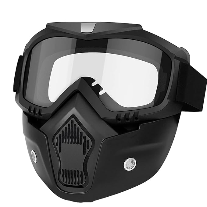 SHOPOLIFE Bike Rider Full Face Mask Type Goggles || Adult Eye Protective Safety Glasses, Anti Dust, Scratch Resistant Clear Industrial Lens, Fitting Goggles for Men Women (1 Piece)