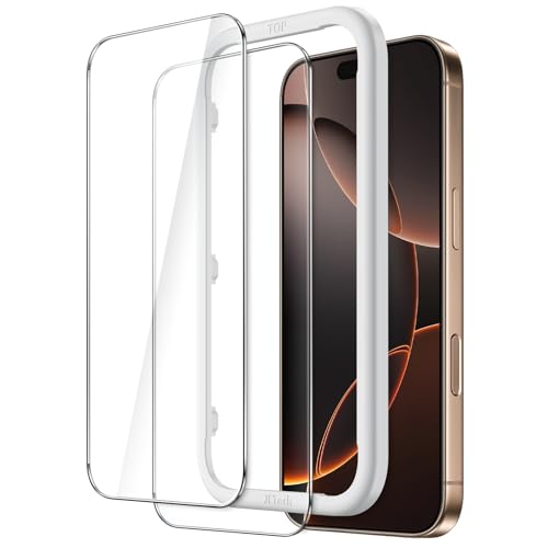 JETech iPhone 16 Pro Max 6.9インチ用 液晶保護フィルム 強化ガラス製 ガイド枠付き ケースに干渉なし HDクリア 2枚セット