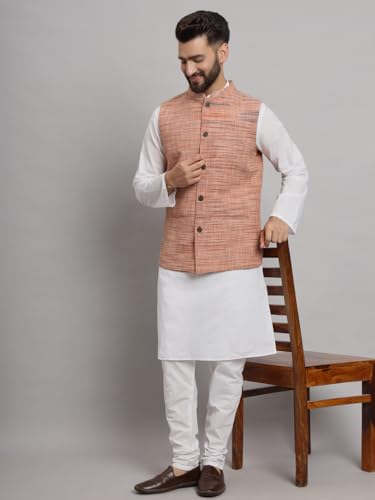 Image of LATEST CHIKAN Men's Traditional Cotton Solid Nehru Jacket /Waistcoat