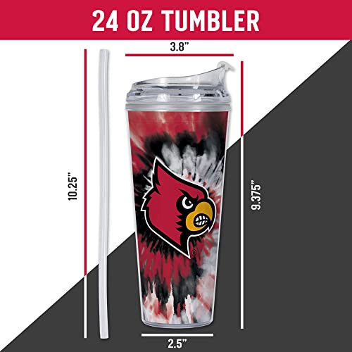 Image of Rico Industries NCAA Glitter 24oz Acrylic Glitter Tumbler with Hinged Lid, Officially Licensed Double Wall Tumbler with Straw