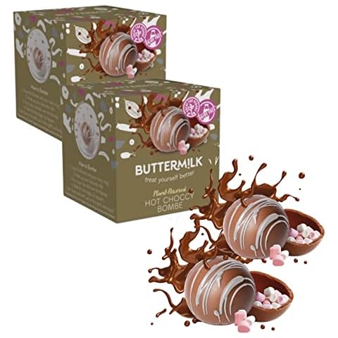 Hot Chocolate Bomb drizzled with white chocolate and filled with marshmallow - 2 x vegan hot chocolate bomb - Palm oil free - dairy free - gluten free Cover