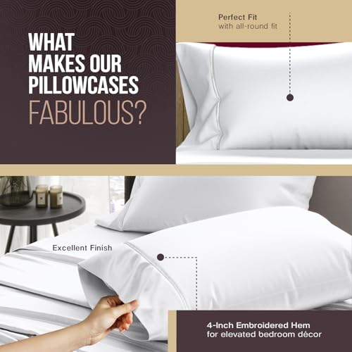 Image of TEXAS LINEN CO. 100% Egyptian Cotton Pillowcases King Size - 2000 Series Luxury Cotton Pillow Case Set of 2, Soft Cooling Breathable, Envelope Closure Hotel Quality Pillowcase (21 x 41, White)