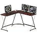 SHW L-Shaped Home Office Corner Desk Wood Top, Walnut