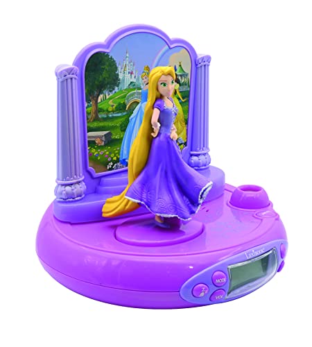 Evita el miedo a la oscuridad con el radio reloj proyector de techo y luz nocturna Rapunzel