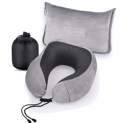 Cozyor Reiseset 2-teilig: Nackenkissen + Reisekissen & Reisedecke 2 in 1...