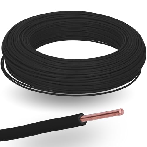 10 Meter Kalitec H07V-U 1x2,5 mm² schwarz I flammwidrige PVC Einzelader 2,5mm2 Litze starr aus Kupfer I 450/750 V I Verdrahtungsleitung eindrähtig für interne Verdrahtung von Maschinen und Leuchten