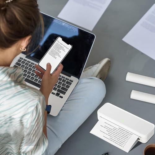 6 Rolls A4 Thermal Paper, 8.27x11.69’ Thermal Paper(210 mm/7.7M Long) for Portable Printer, 25 Sheets/Roll, Compatible with ITP01/04, M832/834, for Travel or Home Work, Printing Contract, Picture